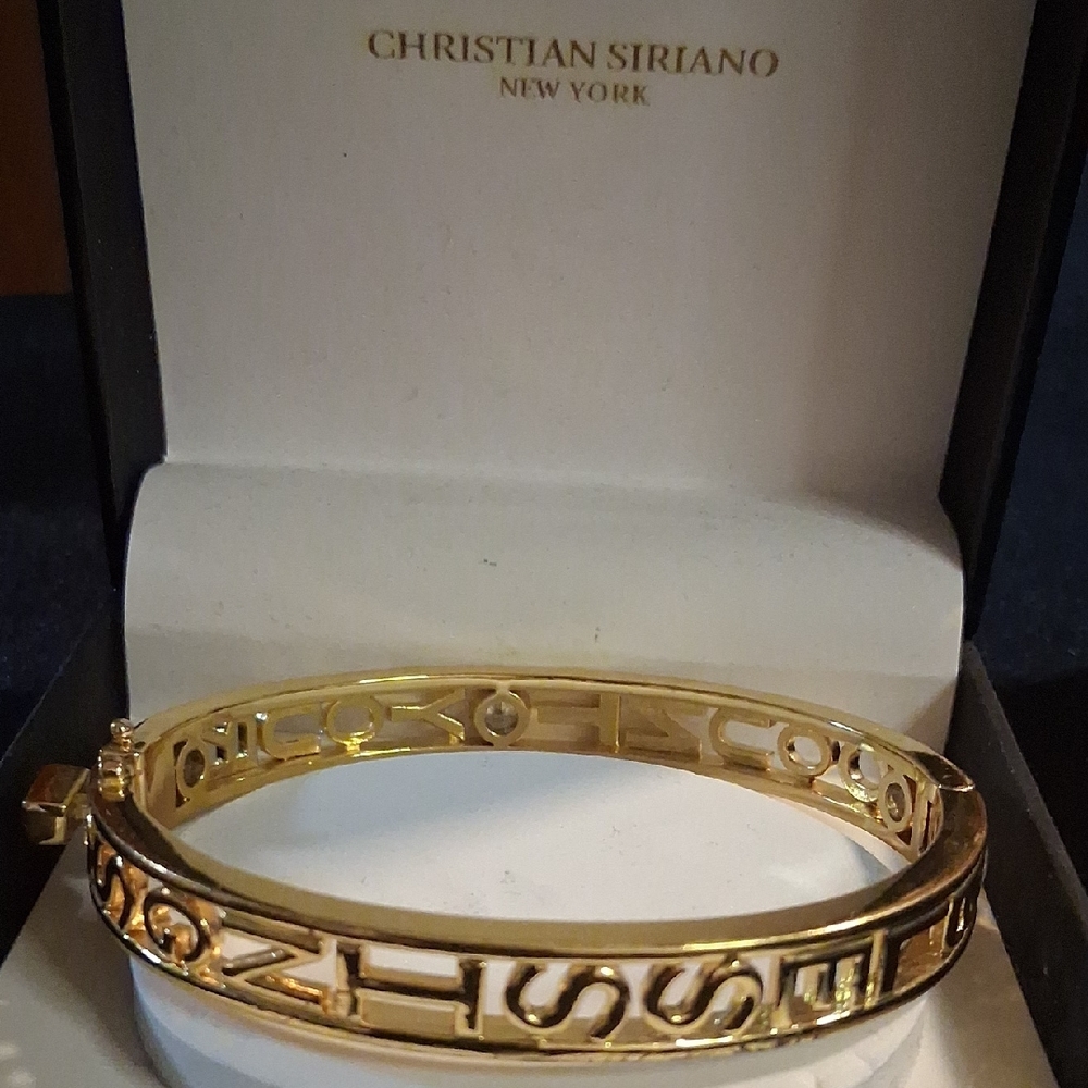 Christian Siriano Hinged Gold Bracelet Count Your Blessings Nib Sz.8.5